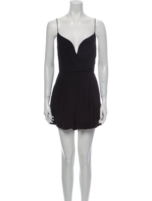 Zimmermann Silk Plunge Neckline Romper Black