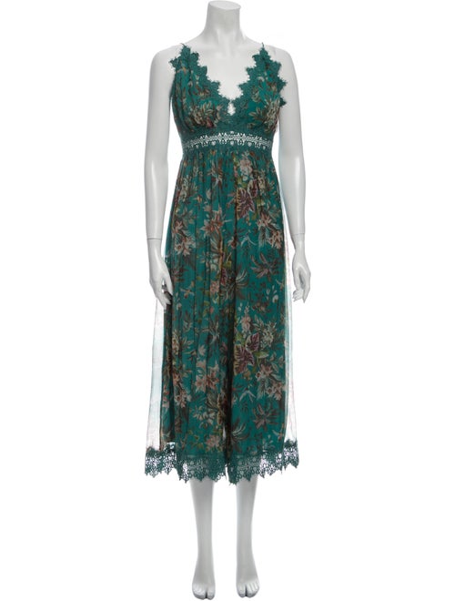 Zimmermann Silk Floral Print Jumpsuit Green
