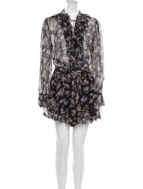 Zimmermann Silk Floral Print Romper Black
