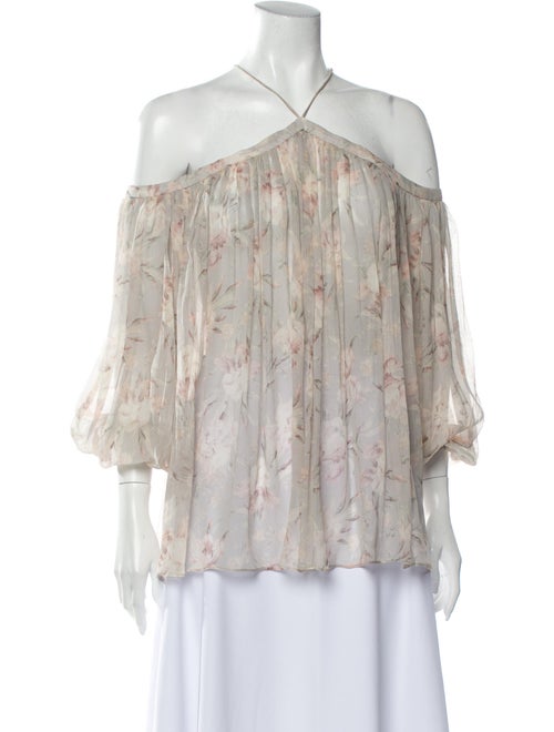 Zimmermann Silk Floral Print Blouse Grey