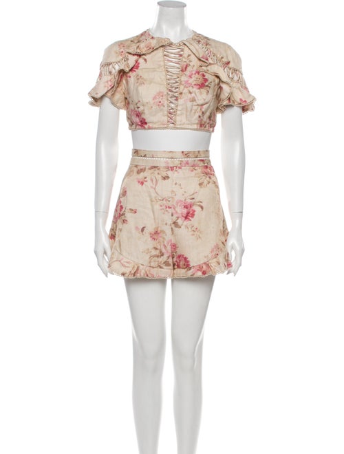 Zimmermann Linen Floral Print Short Set