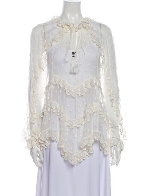 Zimmermann Silk Lace Pattern Blouse White