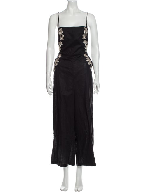 Zimmermann Linen Square Neckline Jumpsuit Black