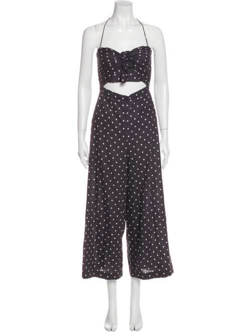 Zimmermann Polka Dot Print Halterneck Jumpsuit Pur
