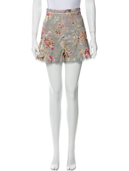 Zimmermann Floral Print Mini Shorts w/ Tags Grey