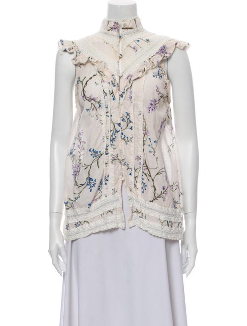 Zimmermann Floral Print Mock Neck Blouse