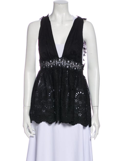 Zimmermann Plunge Neckline Sleeveless Top Black
