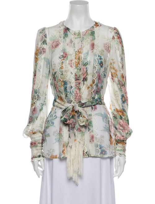Zimmermann Silk Floral Print Blouse White