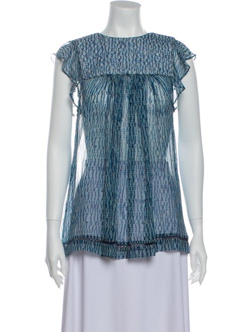 Zimmermann Silk Printed Blouse Blue