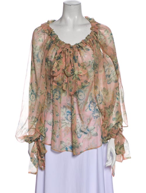 Zimmermann Silk Floral Print Blouse Pink