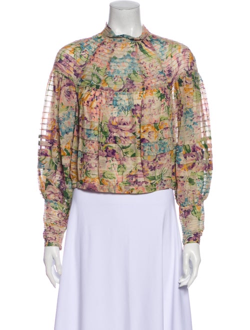 Zimmermann Floral Print Mock Neck Blouse