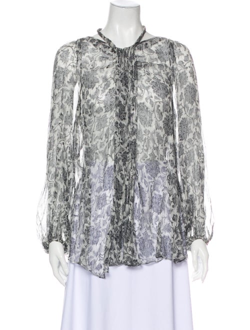 Zimmermann Silk Floral Print Blouse Grey