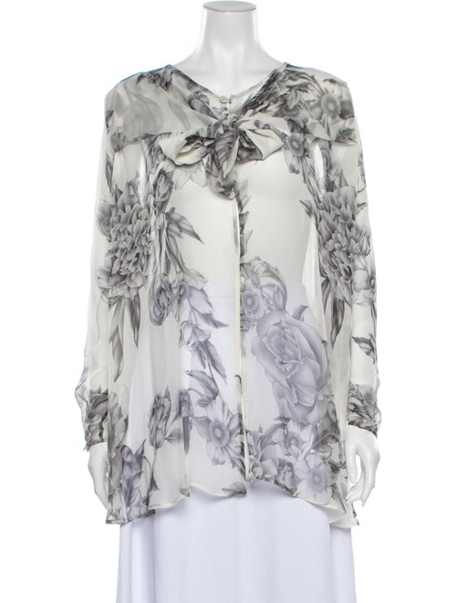 Zimmermann Silk Floral Print Blouse Grey