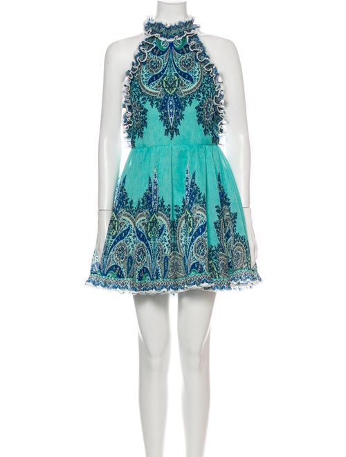 Zimmermann Paisley Print Mini Dress Blue