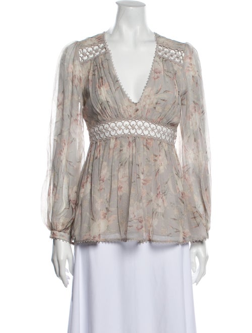 Zimmermann Silk Printed Blouse Grey
