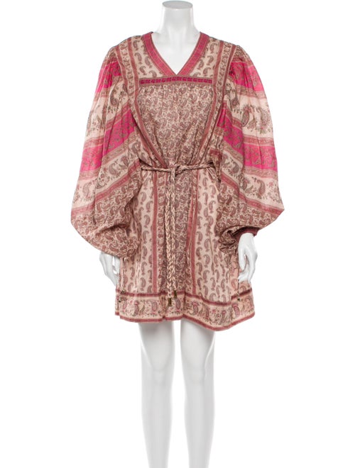 Zimmermann Paisley Print Mini Dress Pink
