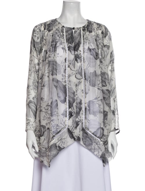 Zimmermann Silk Floral Print Blouse Grey