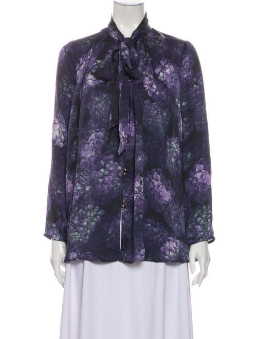 Zimmermann Silk Floral Print Button-Up Top Purple