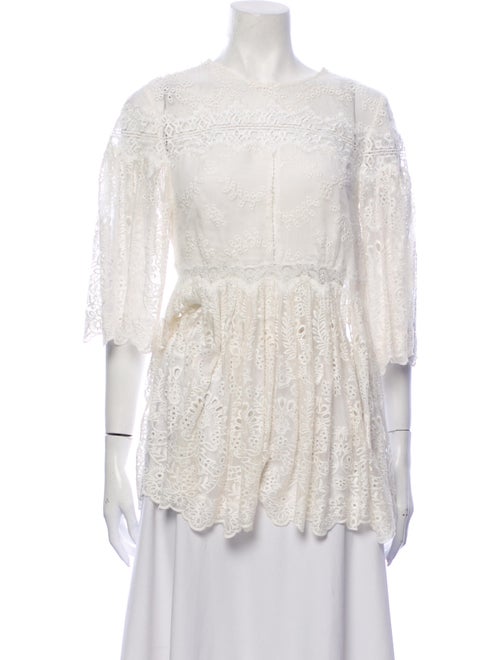 Zimmermann Silk Lace Pattern Blouse White