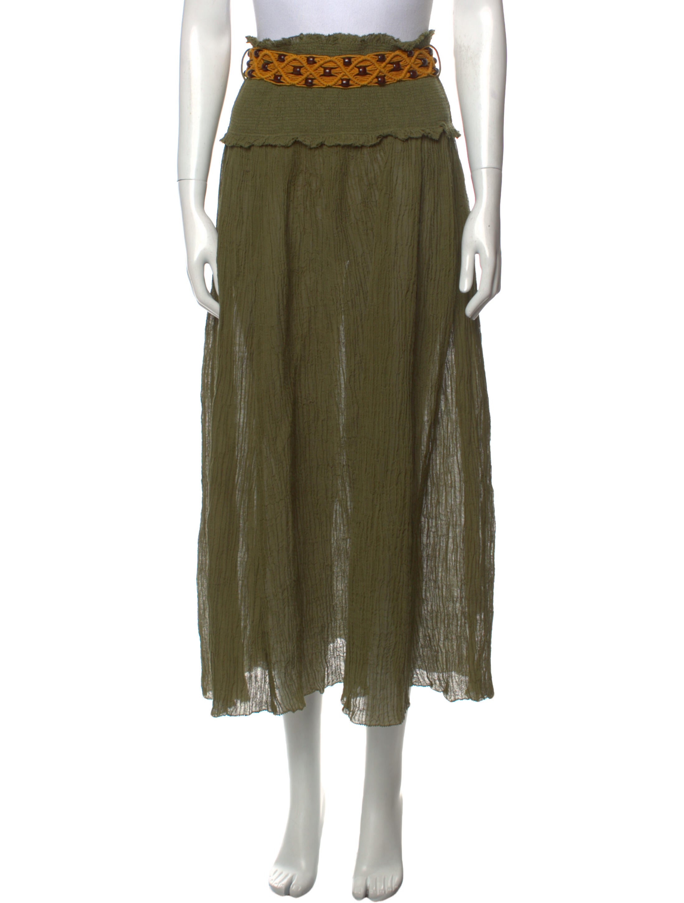 Zimmermann Beaded Accents Midi Length Skirt Green Skirts, Clothing