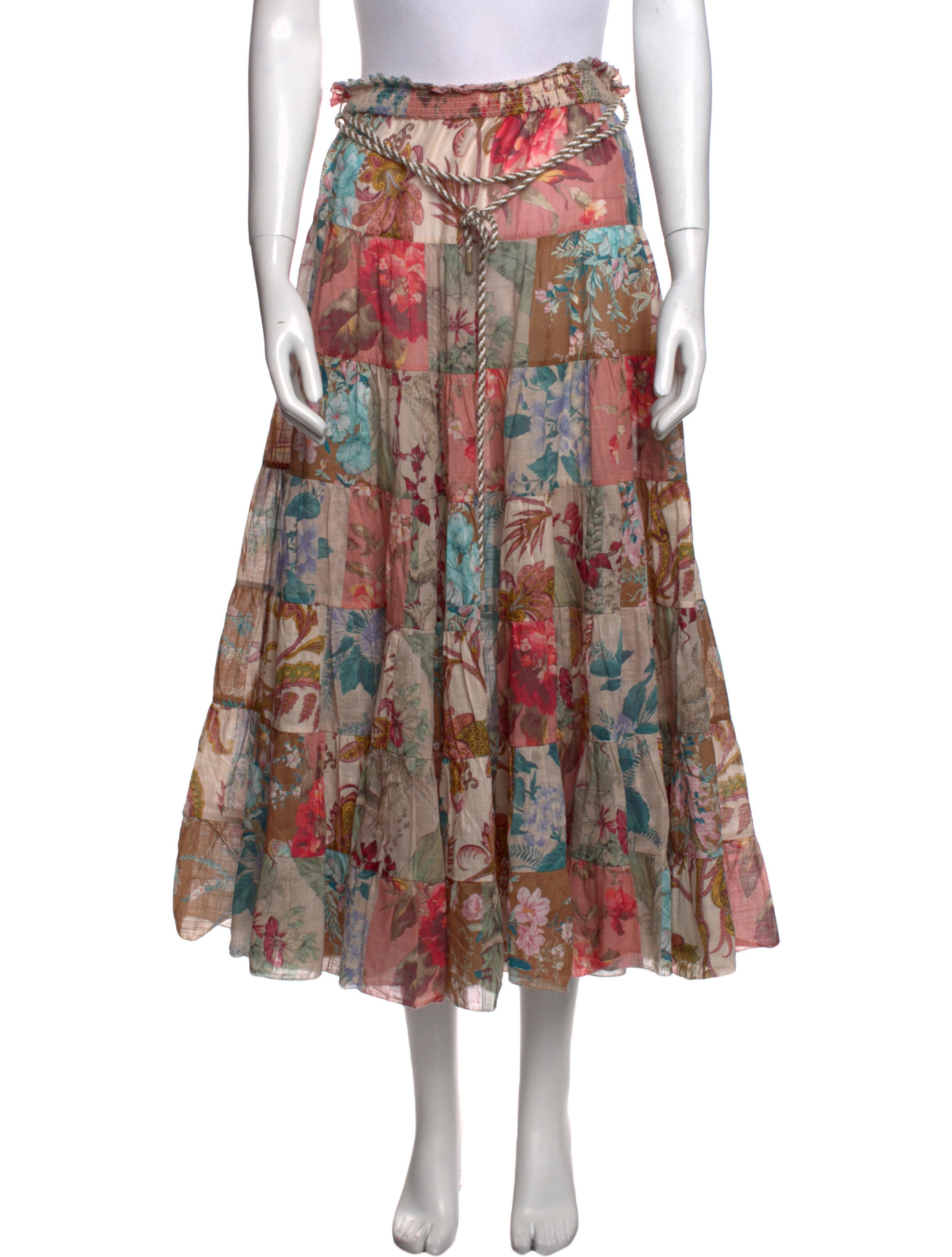 Zimmermann Floral Print Midi Length Skirt w/ Tags Neutrals Skirts