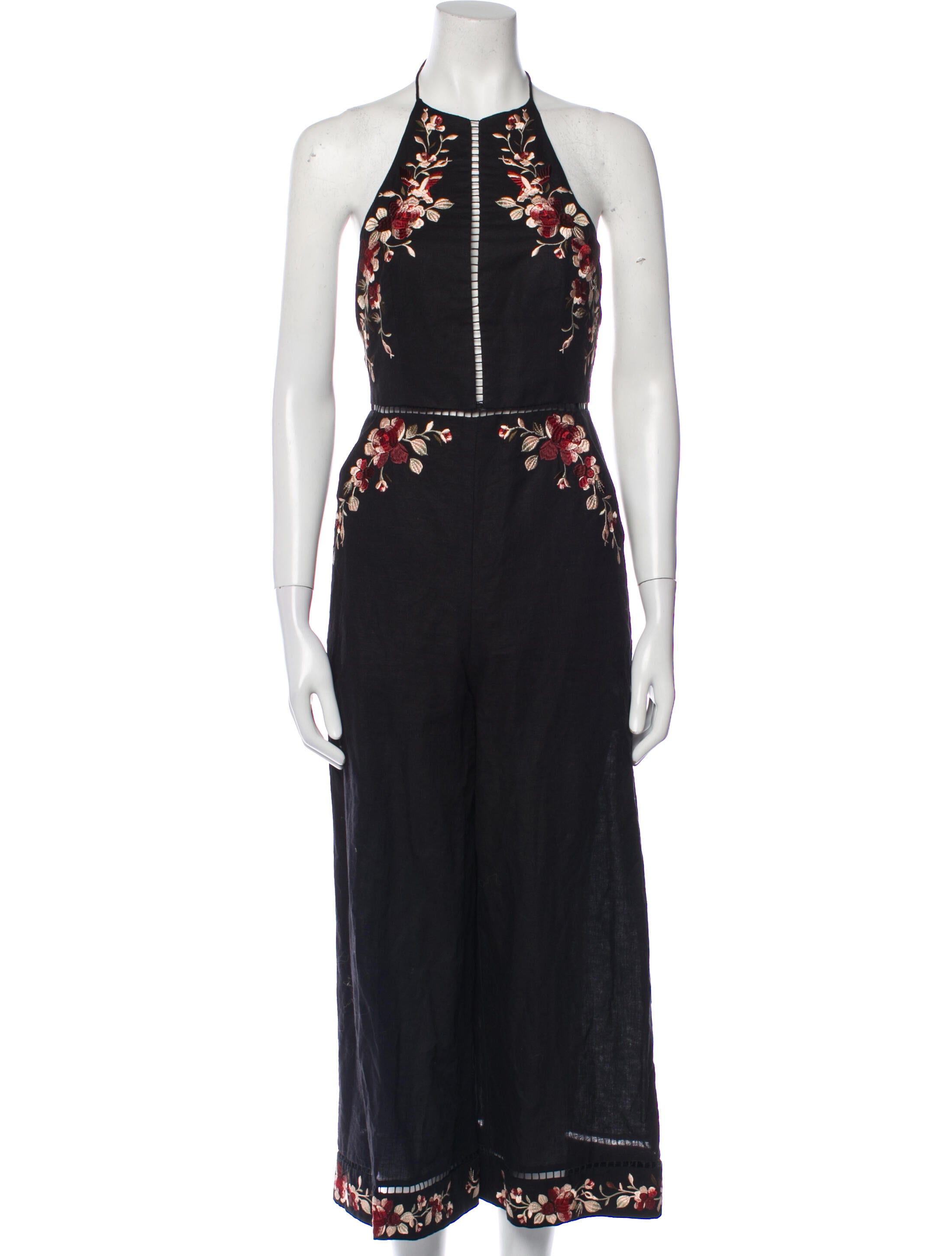 Zimmermann Printed Halterneck Jumpsuit Black, 12" Rise Jumpsuits and Rompers, Clothing