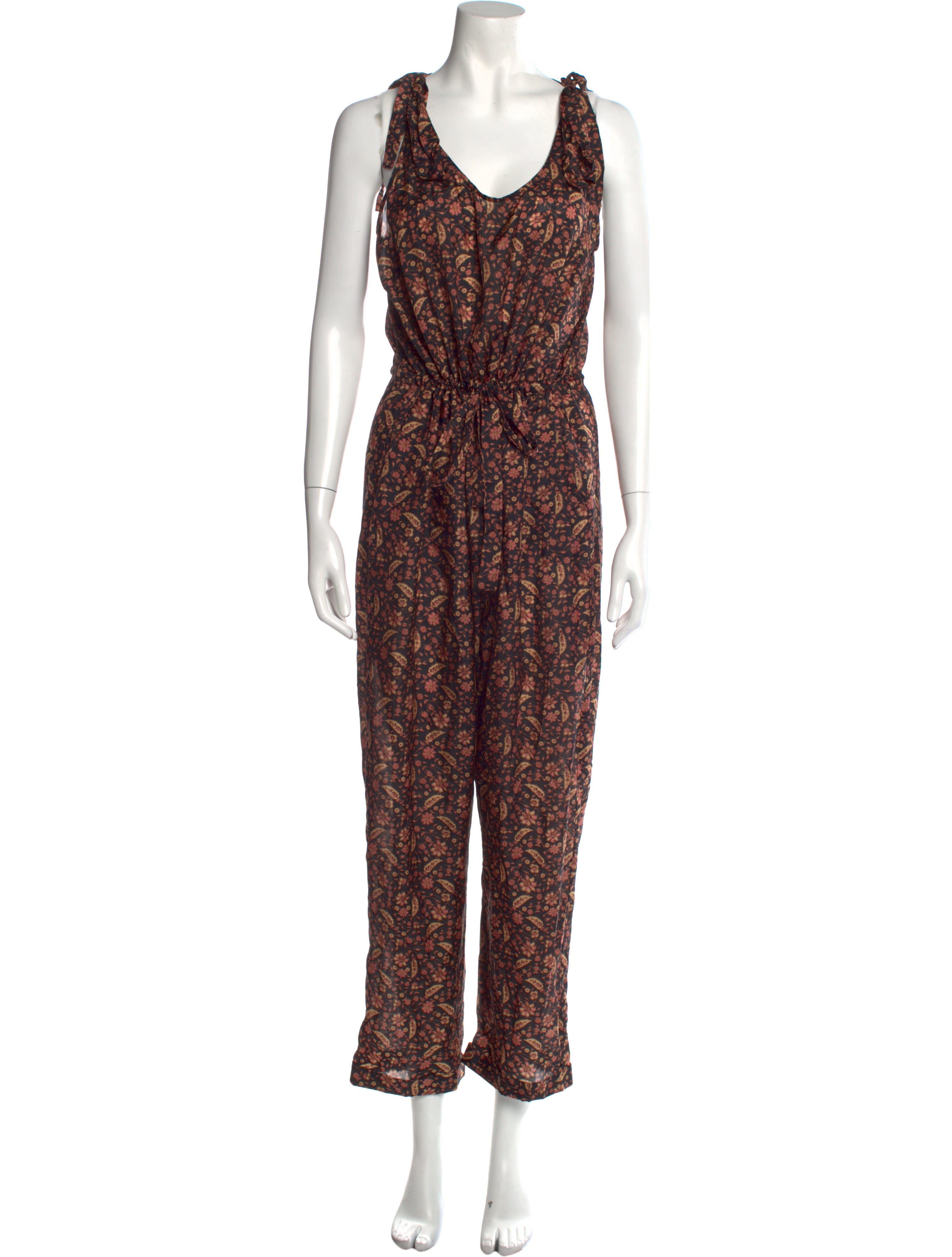 Zimmermann Silk Floral Print Jumpsuit Black, 14.75" Rise Jumpsuits and Rompers, Clothing