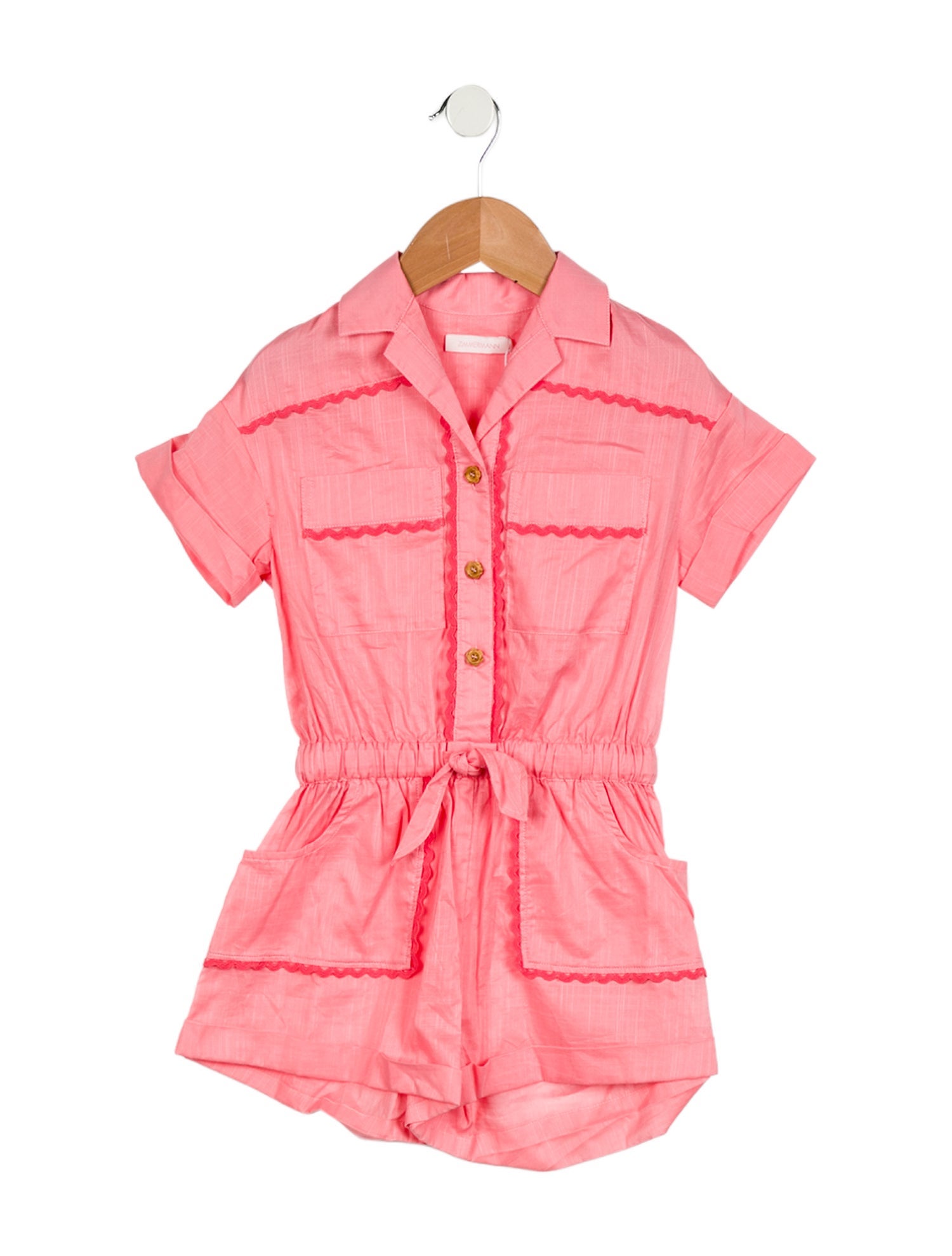 Zimmermann Kids Toddler Girls' Solid Short Sleeve Romper w/ Tags