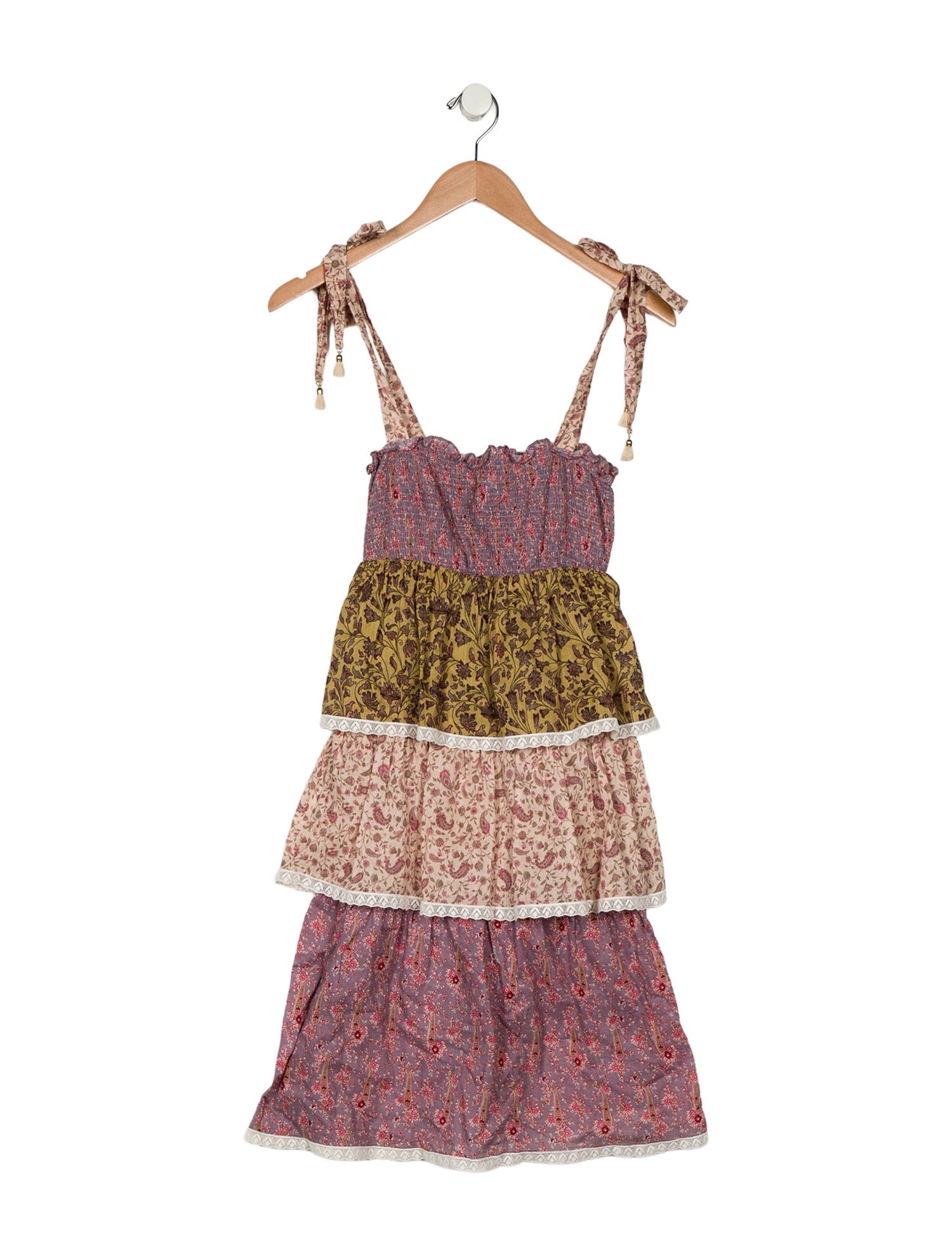 Zimmermann Kids Girls' Patterned Sleeveless Tiered Dress