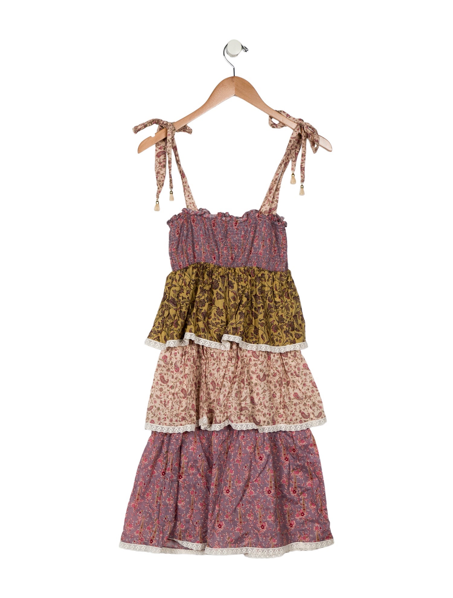 Zimmermann Kids Girls' Patterned Sleeveless Tiered Dress