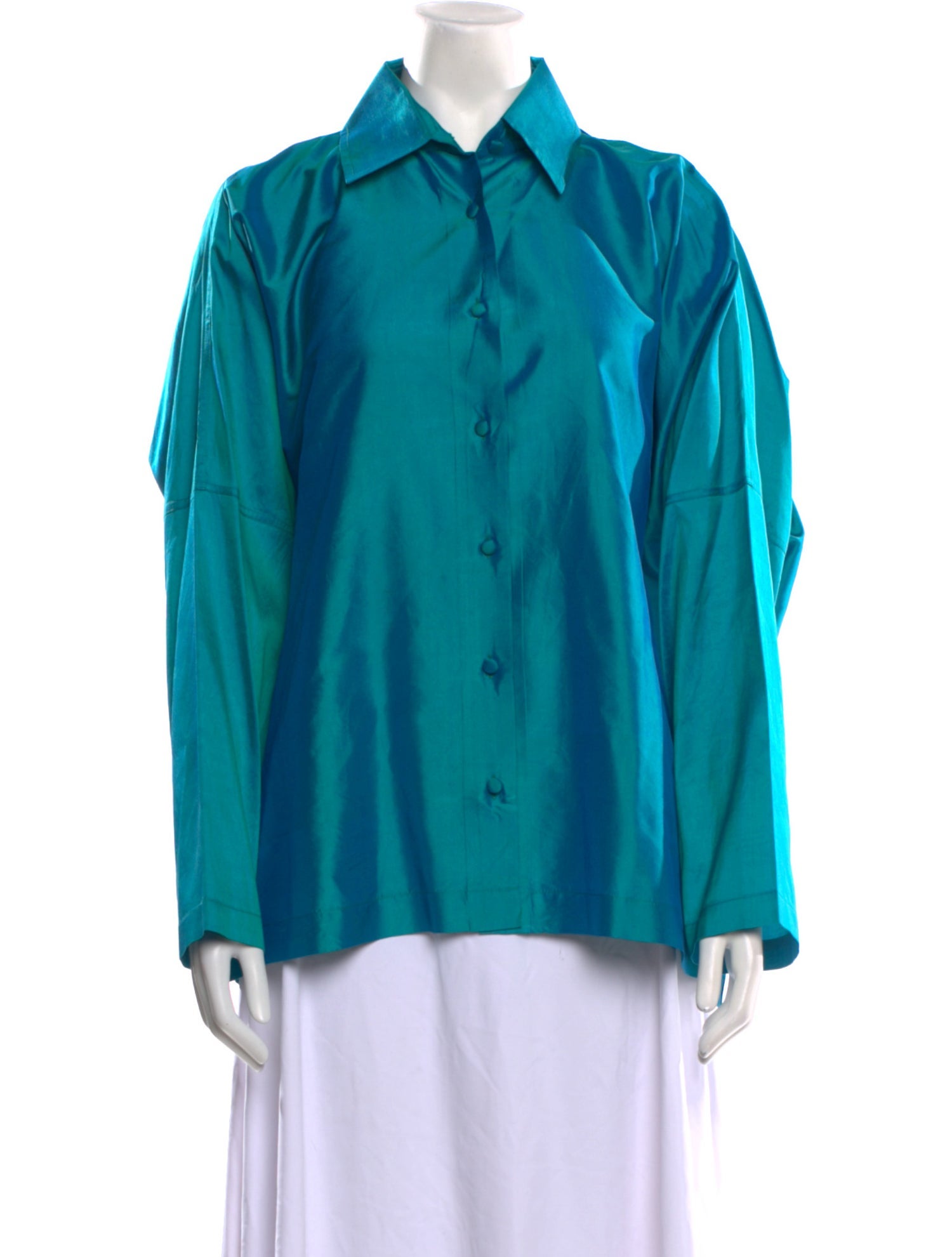 Zinas Silk Long Sleeve Button-Up Top