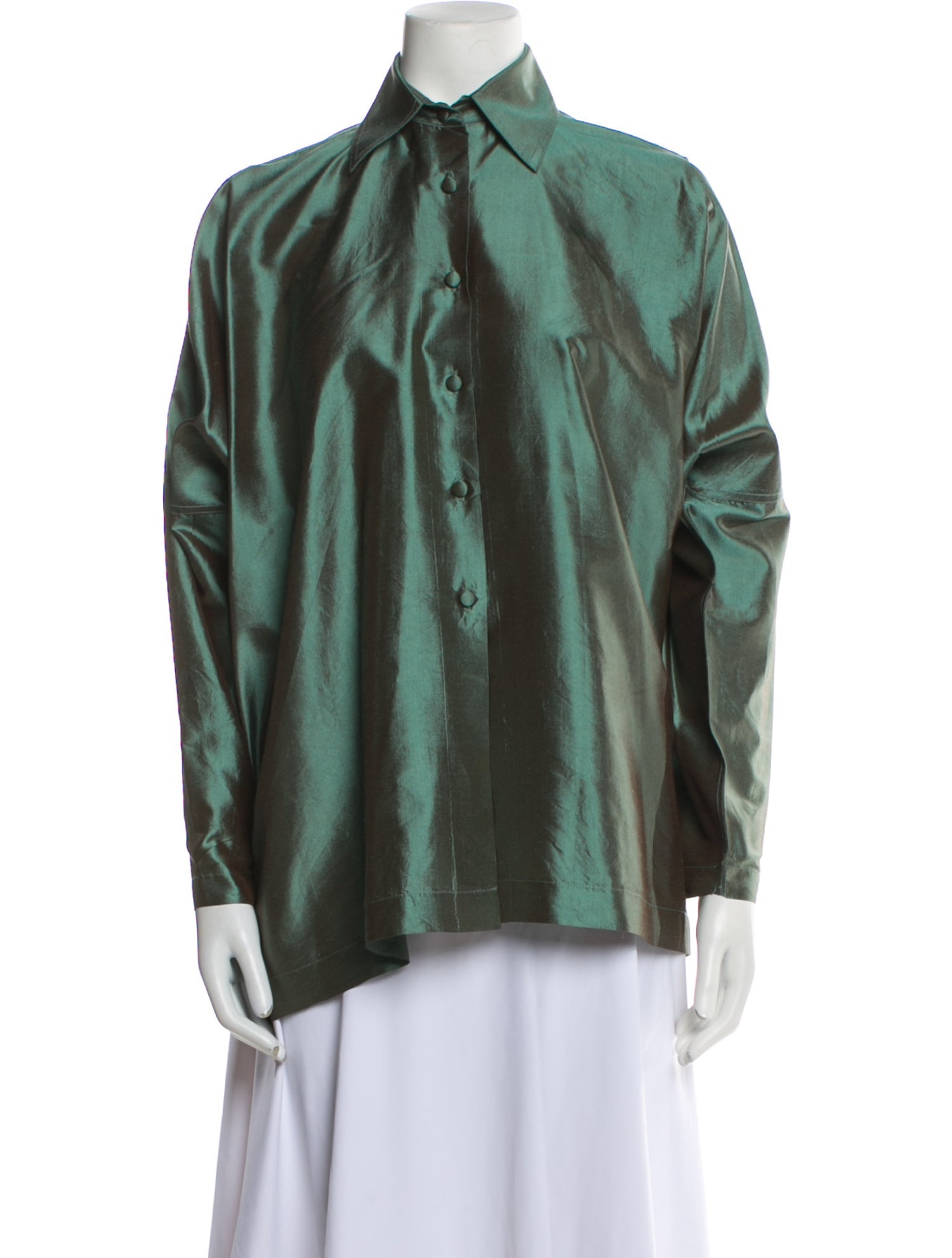 Zinas Silk Long Sleeve Button-Up Top