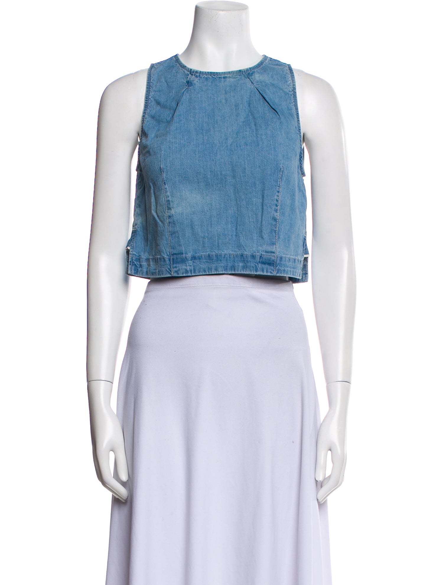 3x1 Crew Neck Sleeveless Crop Top