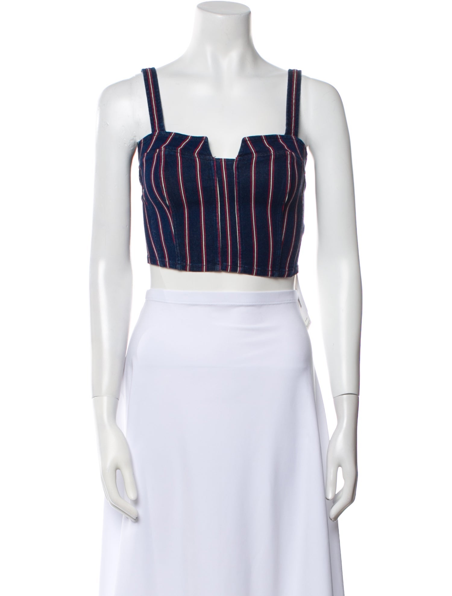 3x1 Striped Square Neckline Crop Top