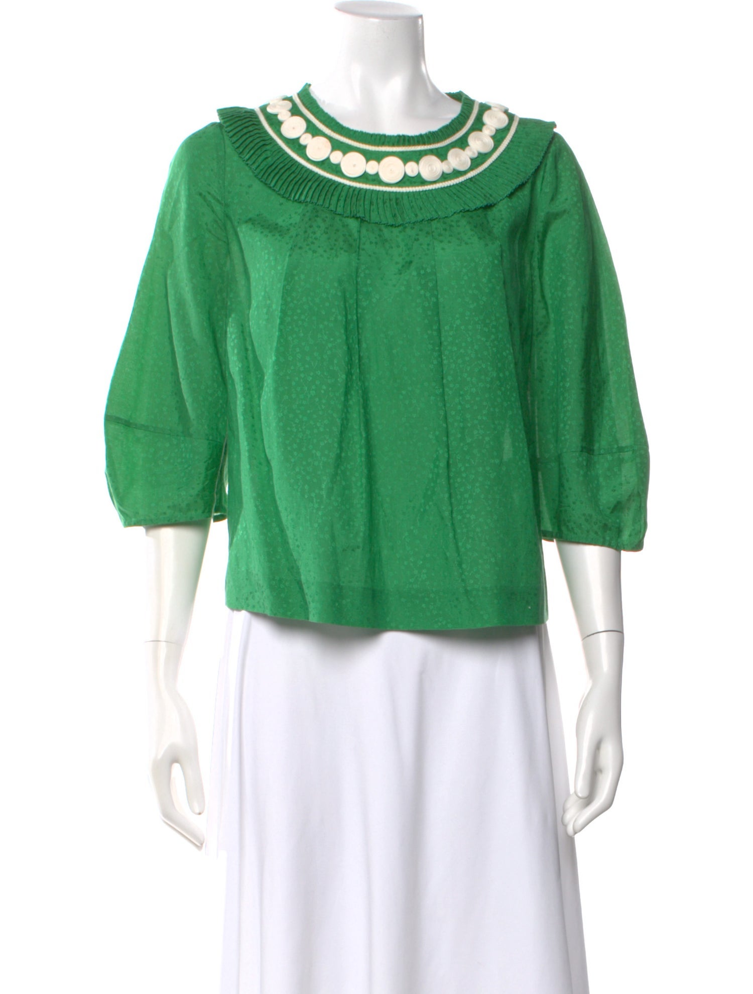 3x1 Patterned Crew Neck Blouse