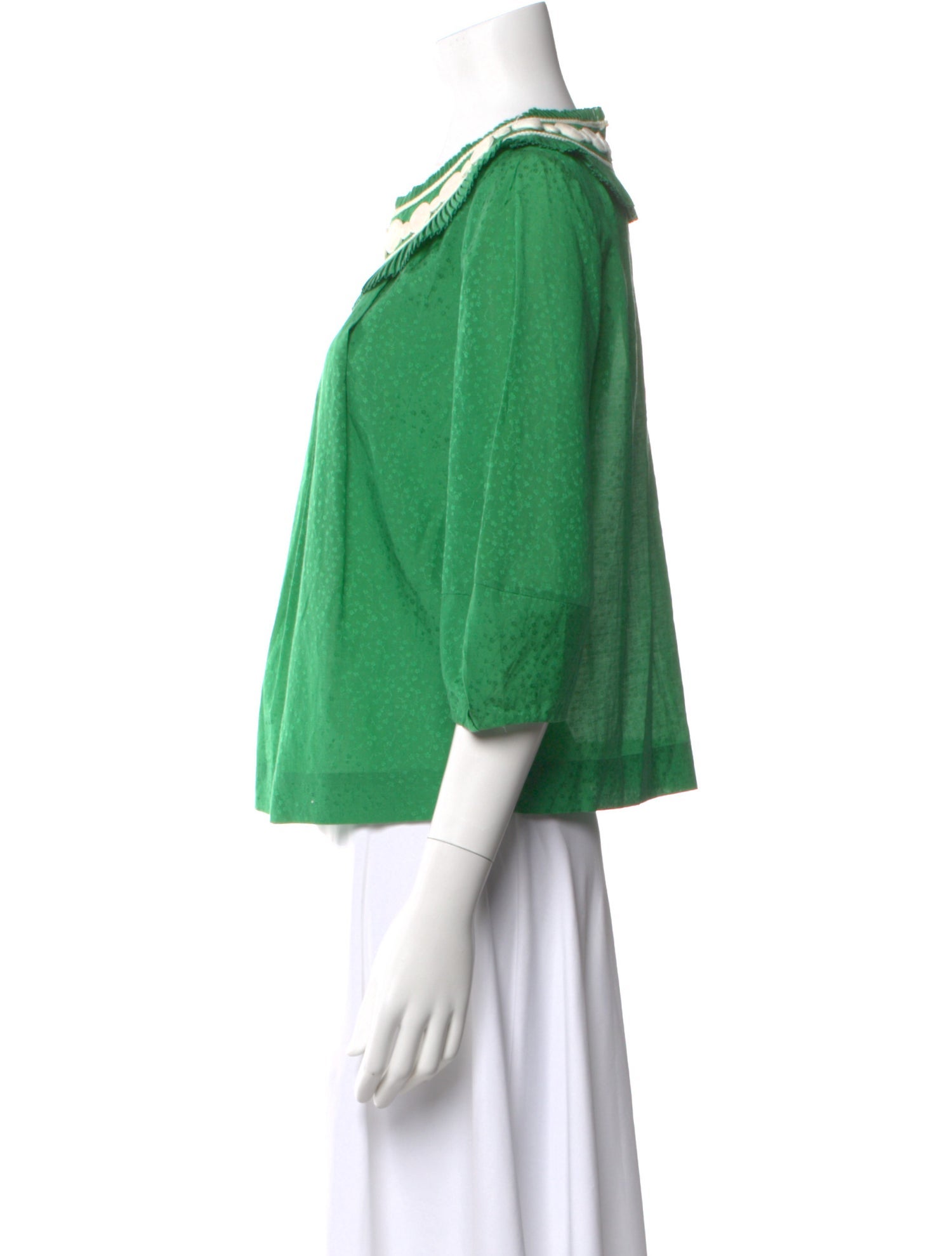 3x1 Patterned Crew Neck Blouse