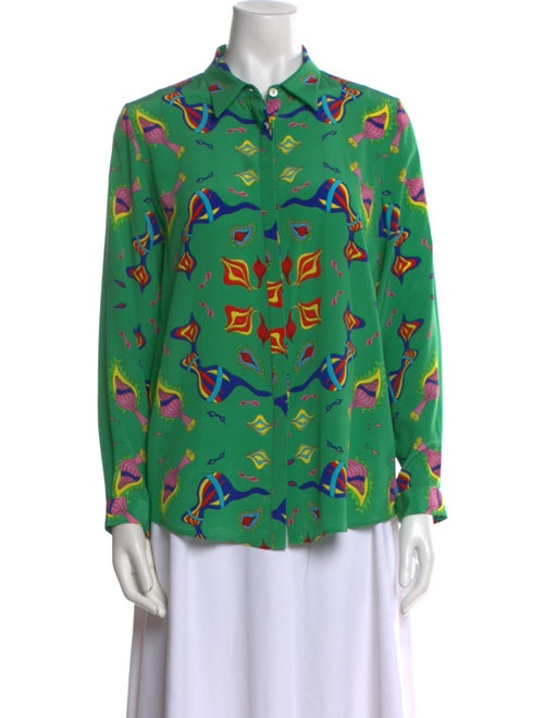 Novis Silk Printed Button-Up Top