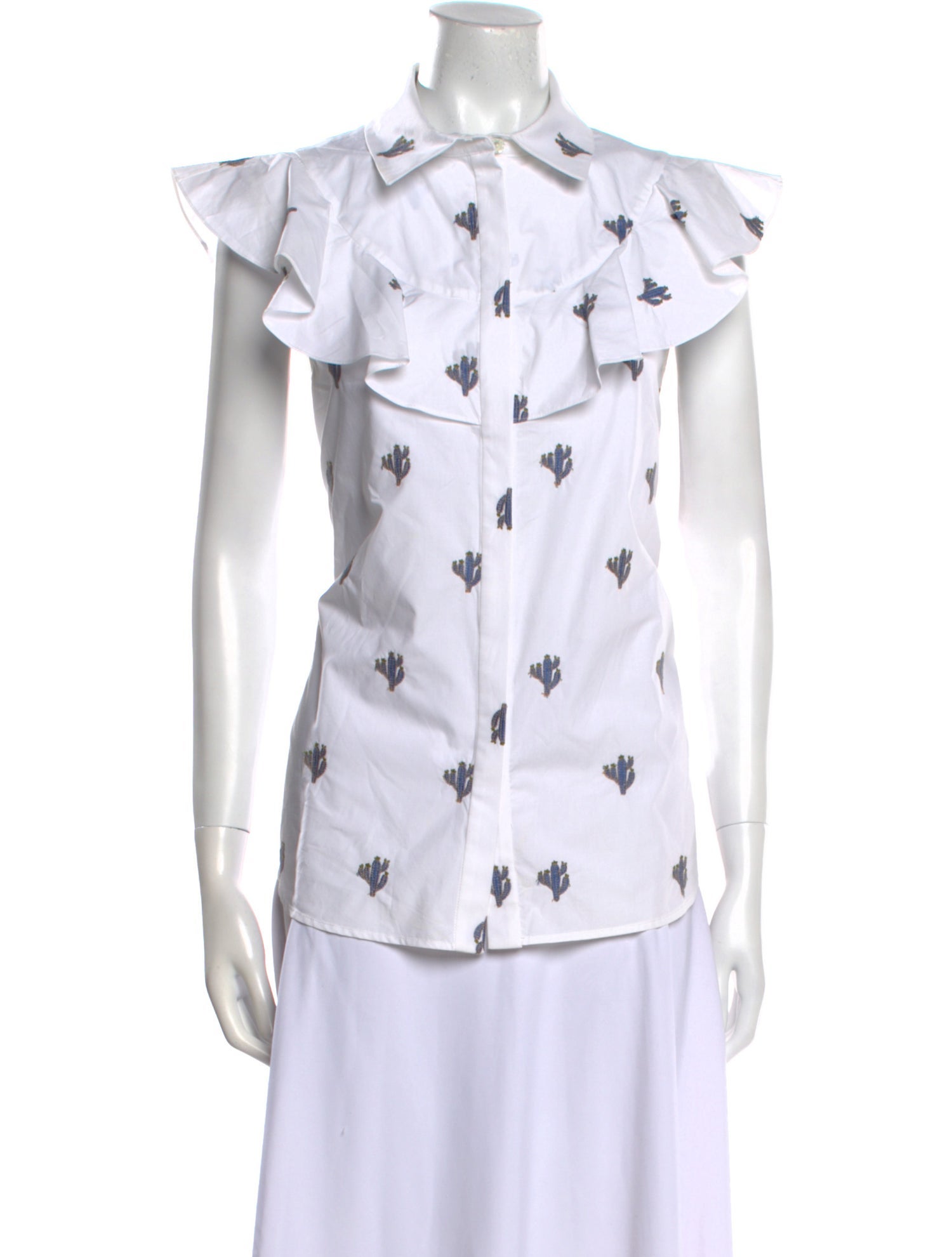 Novis Printed Short Sleeve Button-Up Top