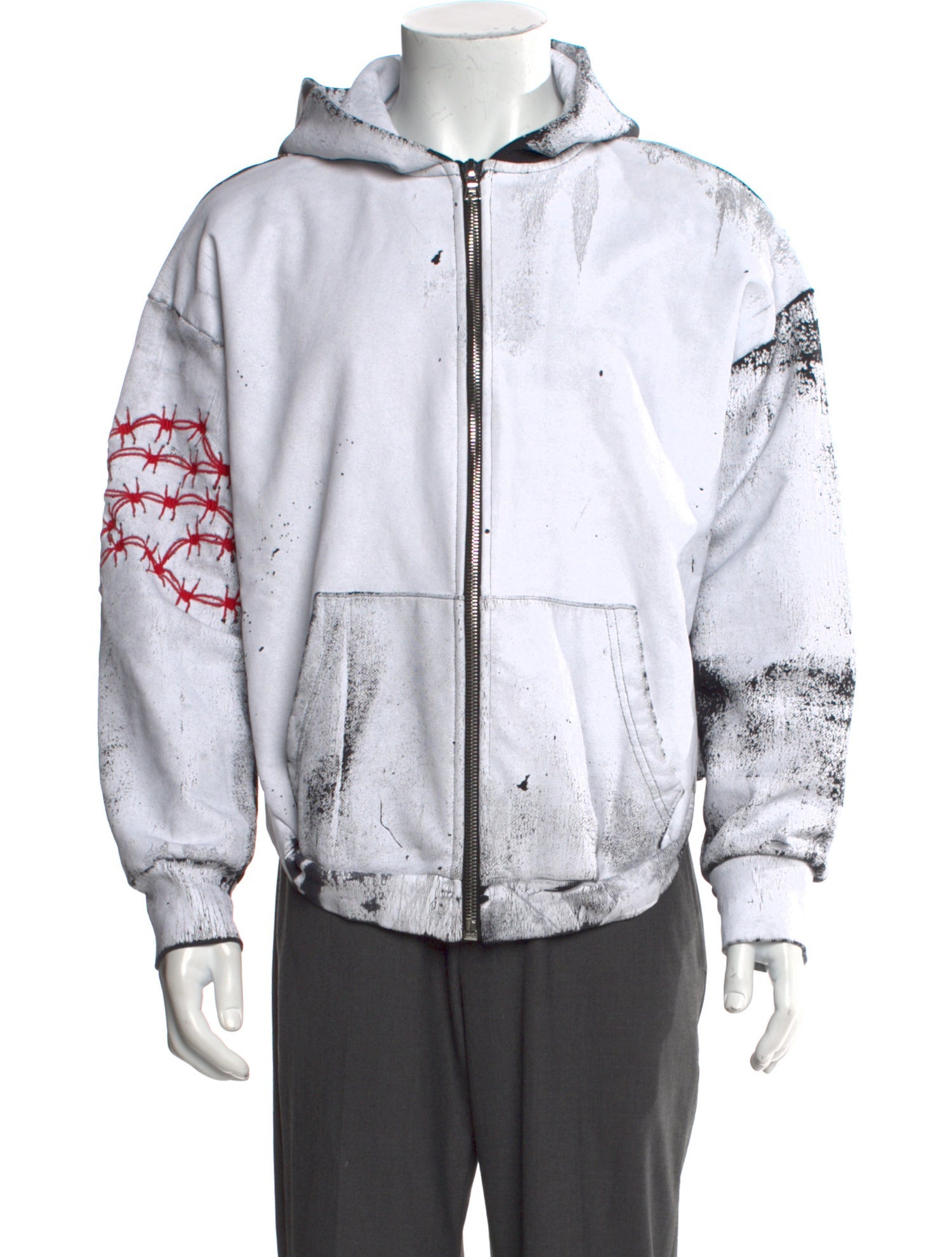 Warren Lotas Printed V-Neck Hoodie