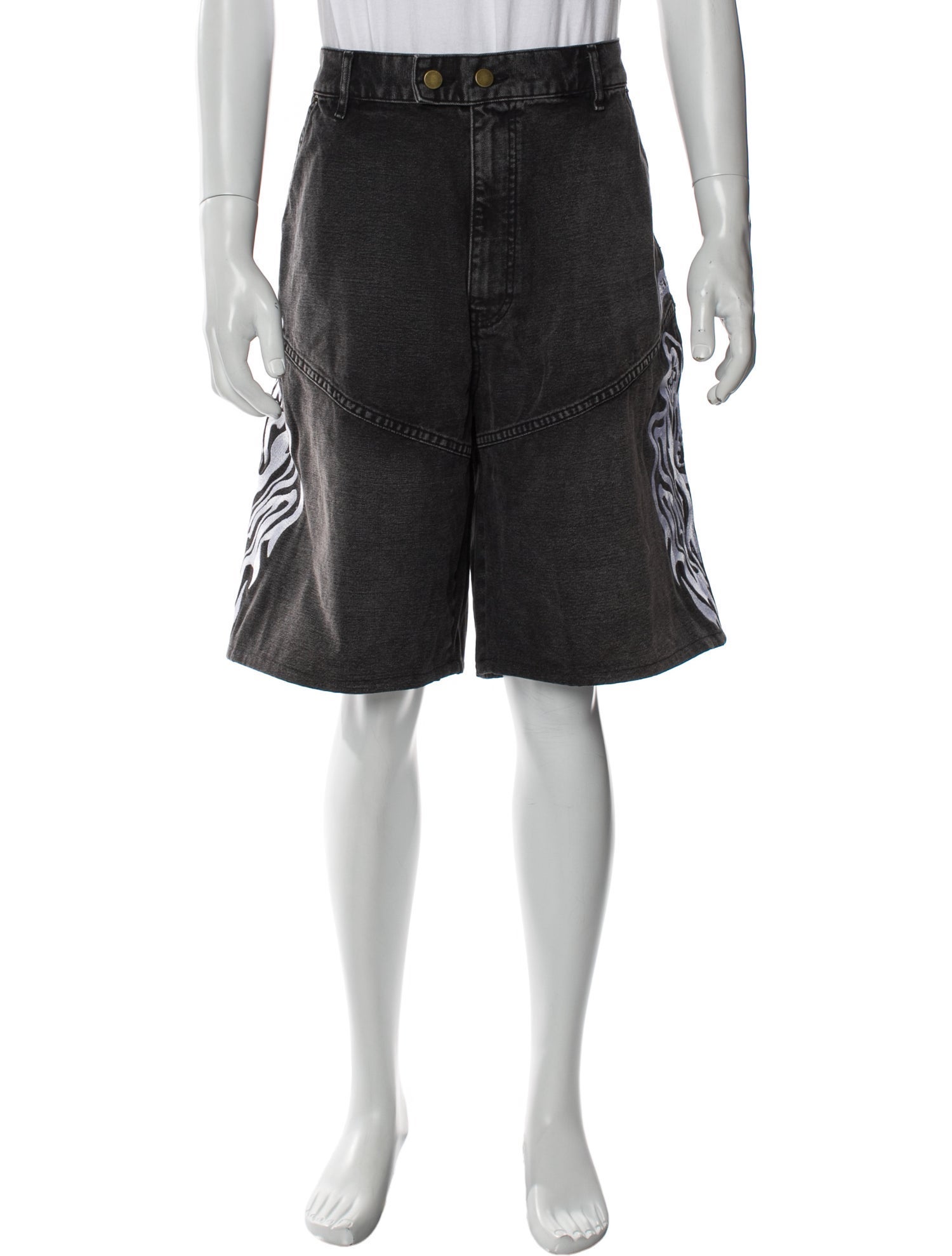 Warren Lotas Graphic Print Denim Shorts