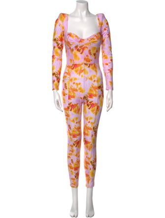 Alex Perry Printed Square Neckline Jumpsuit