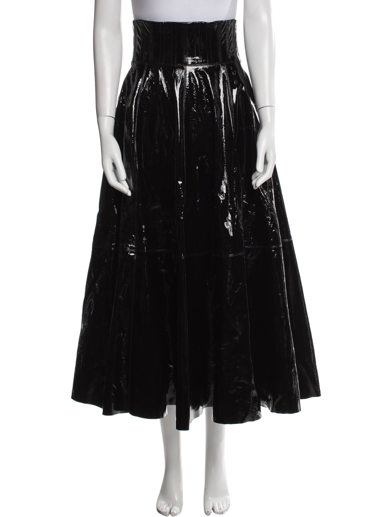 Alex Perry Leather Midi Length Skirt