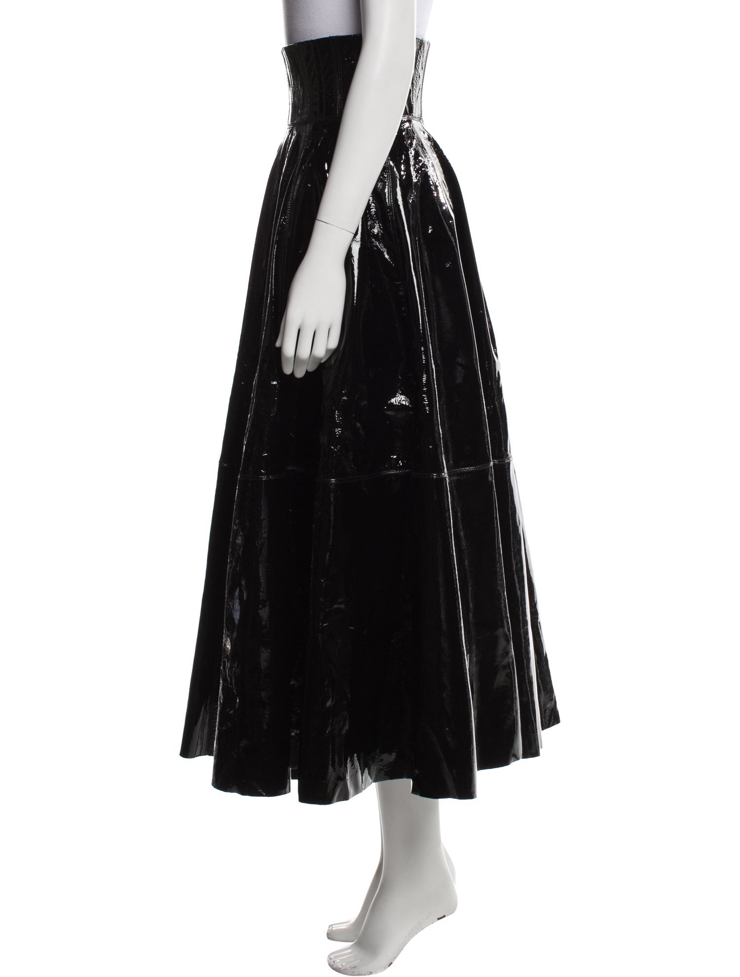 Alex Perry Leather Midi Length Skirt