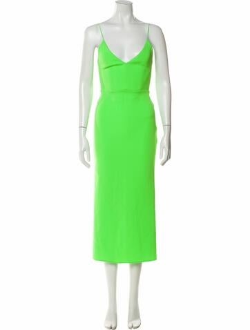 Pre-owned Alex Perry V-neck Midi Length Dress In Green