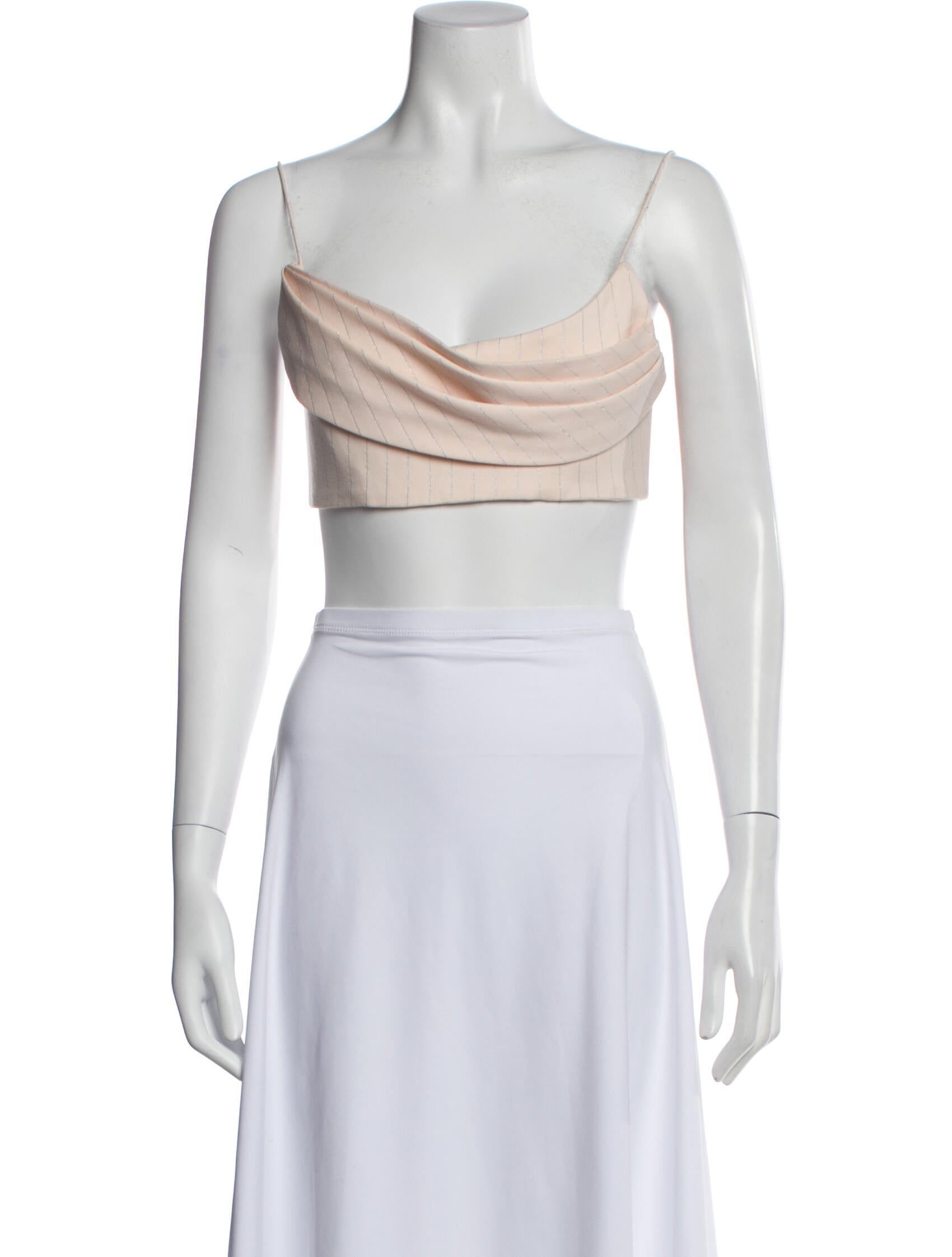 Alex Perry Striped Cowl Neck Crop Top