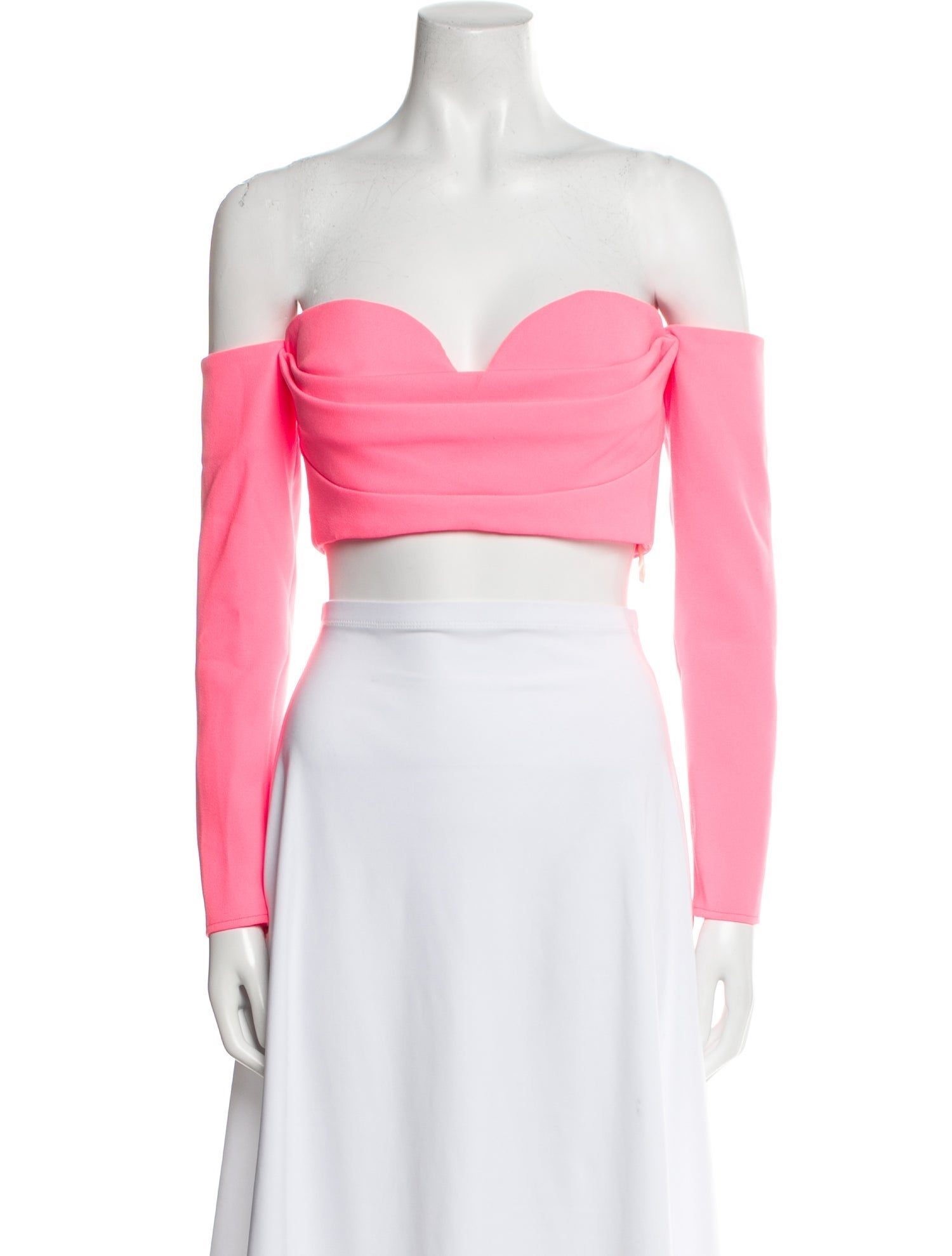 Alex Perry Off-The-Shoulder Long Sleeve Crop Top