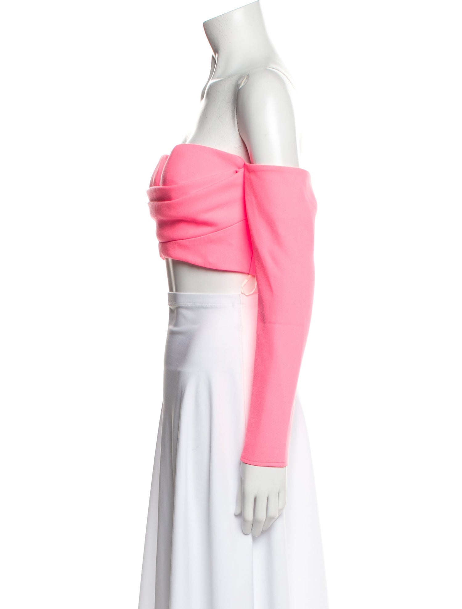 Alex Perry Off-The-Shoulder Long Sleeve Crop Top