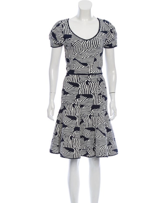 ZAC Zac Posen Printed Knee-Length Dress Blue