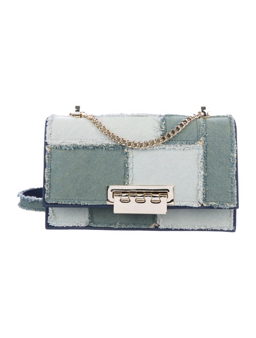 ZAC Zac Posen Earthette Denim Patchwork Bag blue