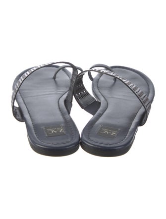 ZAC Zac Posen Leather Lasercut Accents Slides